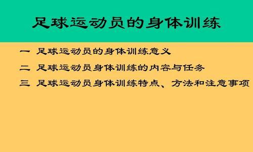 足球训练技巧与方法（提高脚法、战术运用和身体素质的关键要点）