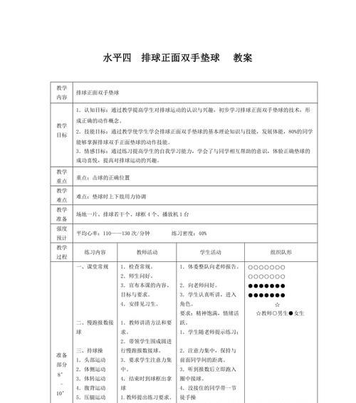 排球手臂热身动作教案（提升技术水平的有效方法）