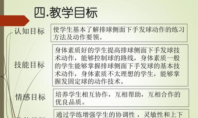掌握排球侧面双手发球的技巧（通过正确动作提高准确度和力量）