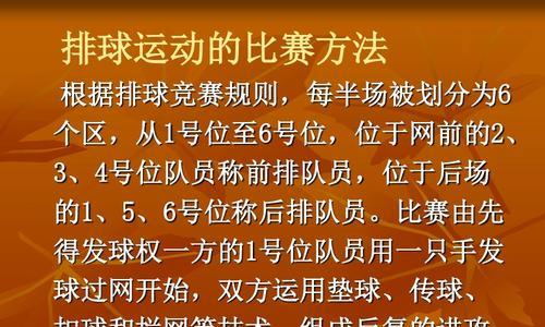 排球规则与裁判法要领（了解排球比赛规则，掌握裁判技巧的关键）